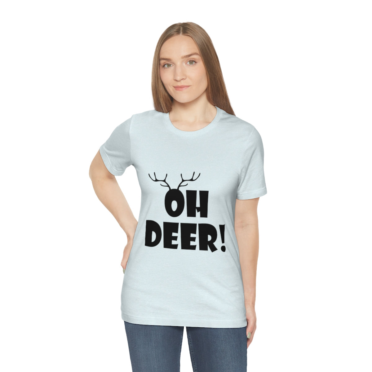 Christmas Deer Funny Text Slogan Unisex Jersey Short Sleeve T-Shirt Ichaku [Perfect Gifts Selection]