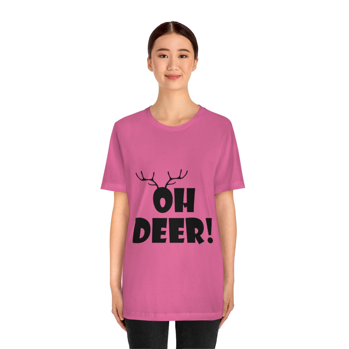 Christmas Deer Funny Text Slogan Unisex Jersey Short Sleeve T-Shirt Ichaku [Perfect Gifts Selection]