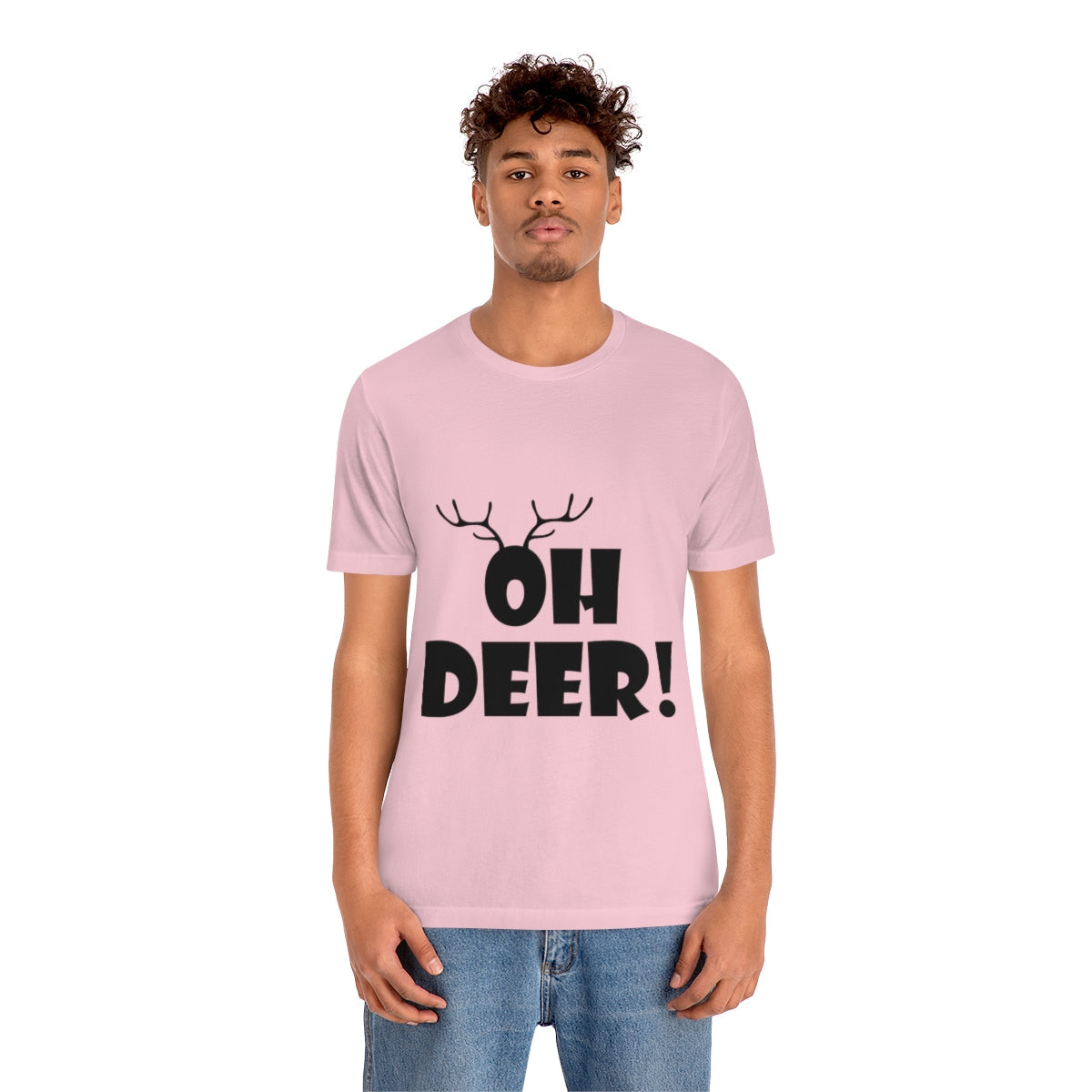 Christmas Deer Funny Text Slogan Unisex Jersey Short Sleeve T-Shirt Ichaku [Perfect Gifts Selection]