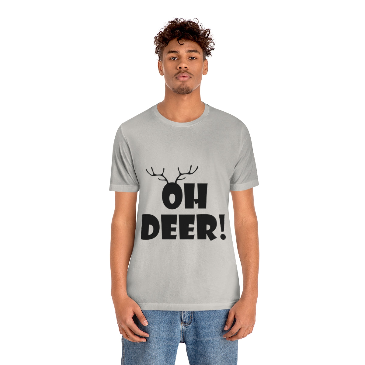 Christmas Deer Funny Text Slogan Unisex Jersey Short Sleeve T-Shirt Ichaku [Perfect Gifts Selection]