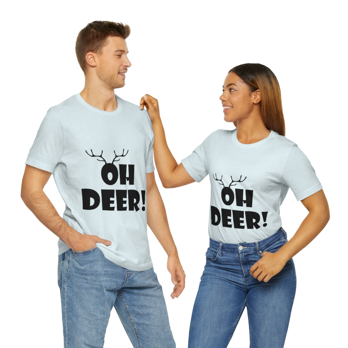 Christmas Deer Funny Text Slogan Unisex Jersey Short Sleeve T-Shirt Ichaku [Perfect Gifts Selection]