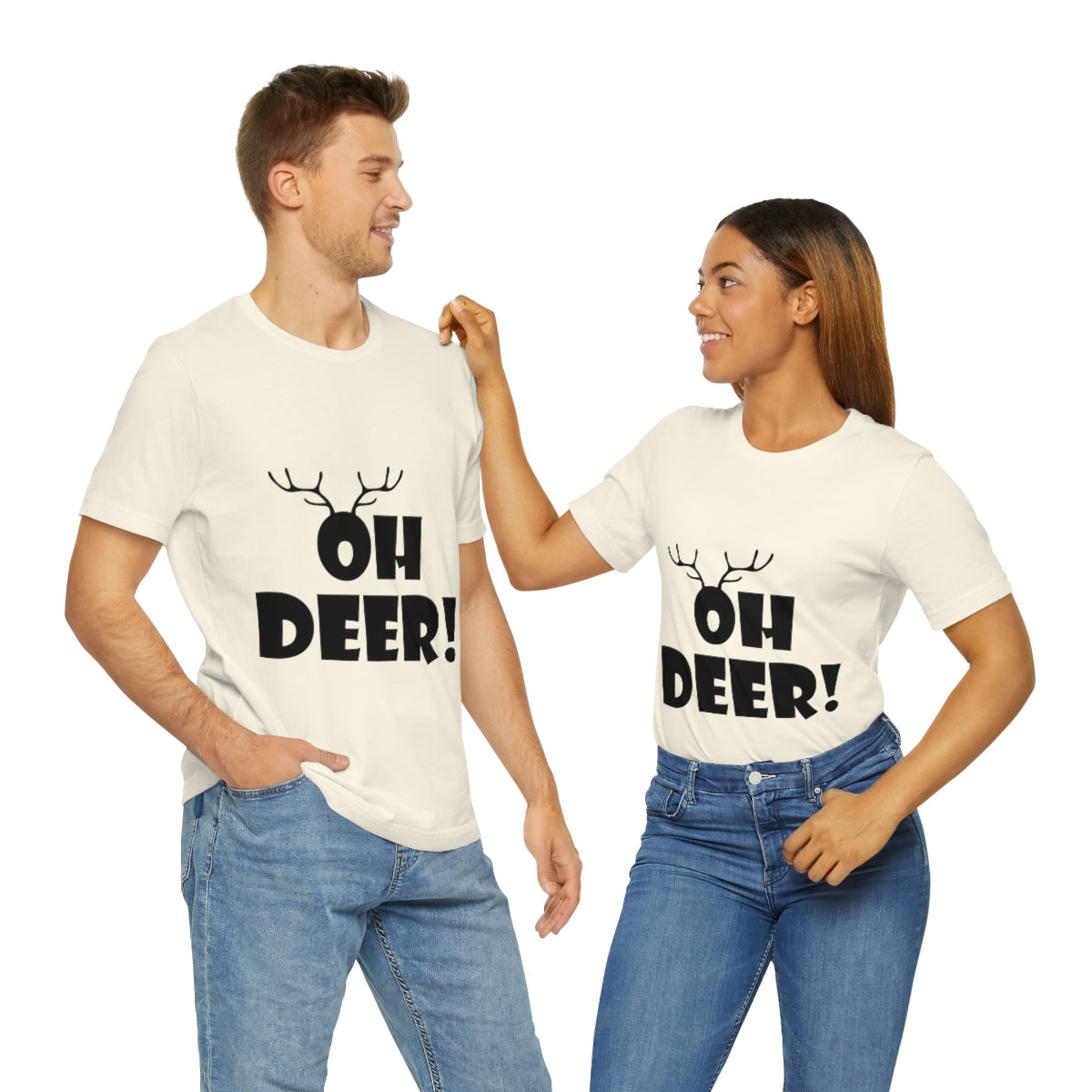 Christmas Deer Funny Text Slogan Unisex Jersey Short Sleeve T-Shirt Ichaku [Perfect Gifts Selection]