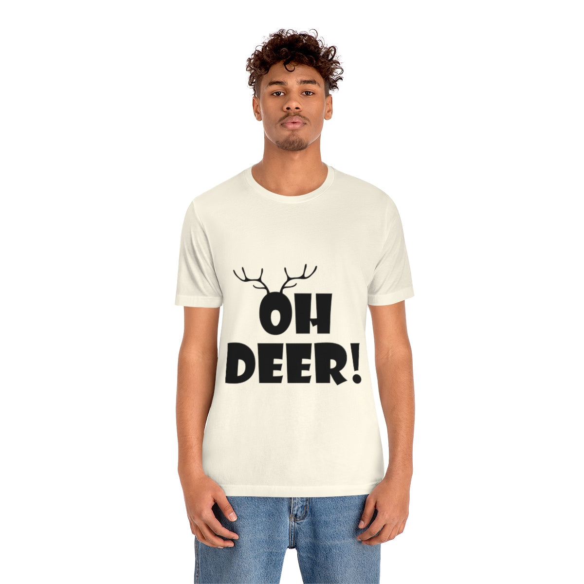 Christmas Deer Funny Text Slogan Unisex Jersey Short Sleeve T-Shirt Ichaku [Perfect Gifts Selection]