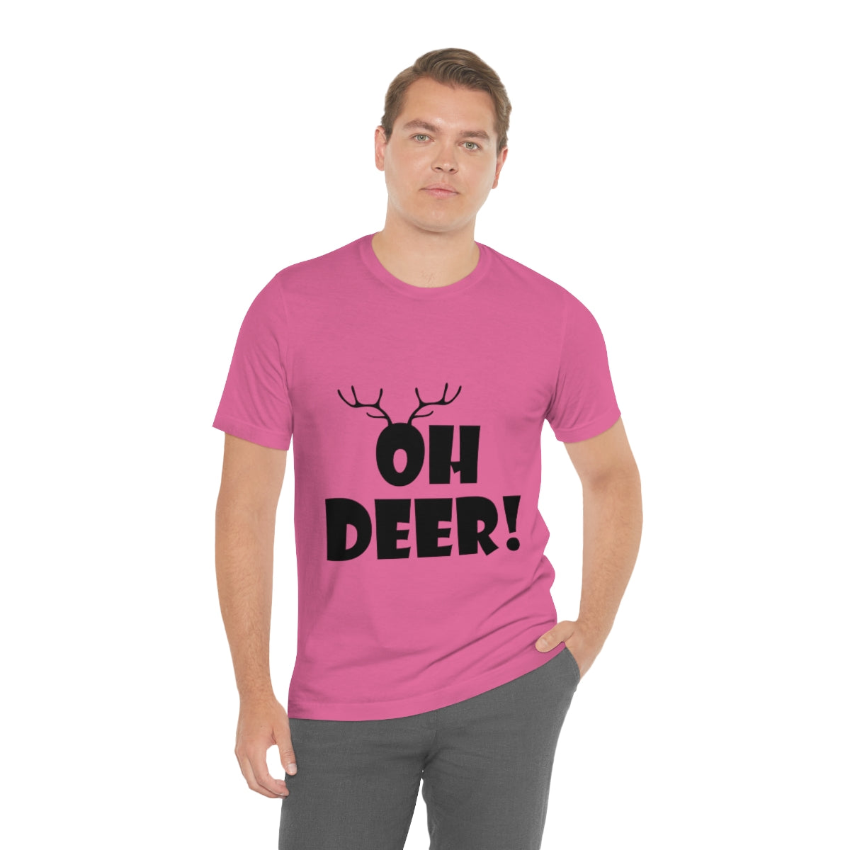 Christmas Deer Funny Text Slogan Unisex Jersey Short Sleeve T-Shirt Ichaku [Perfect Gifts Selection]