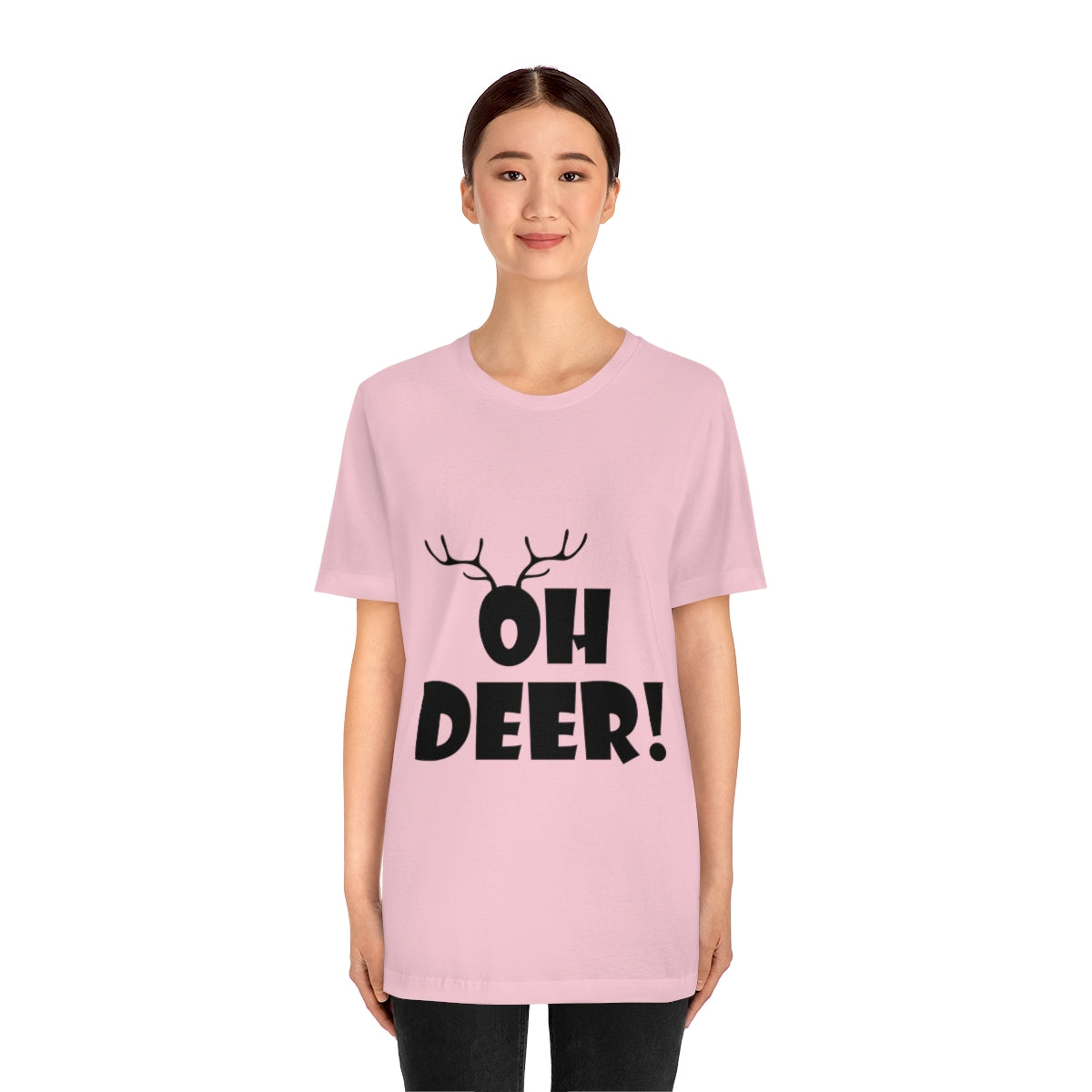 Christmas Deer Funny Text Slogan Unisex Jersey Short Sleeve T-Shirt Ichaku [Perfect Gifts Selection]