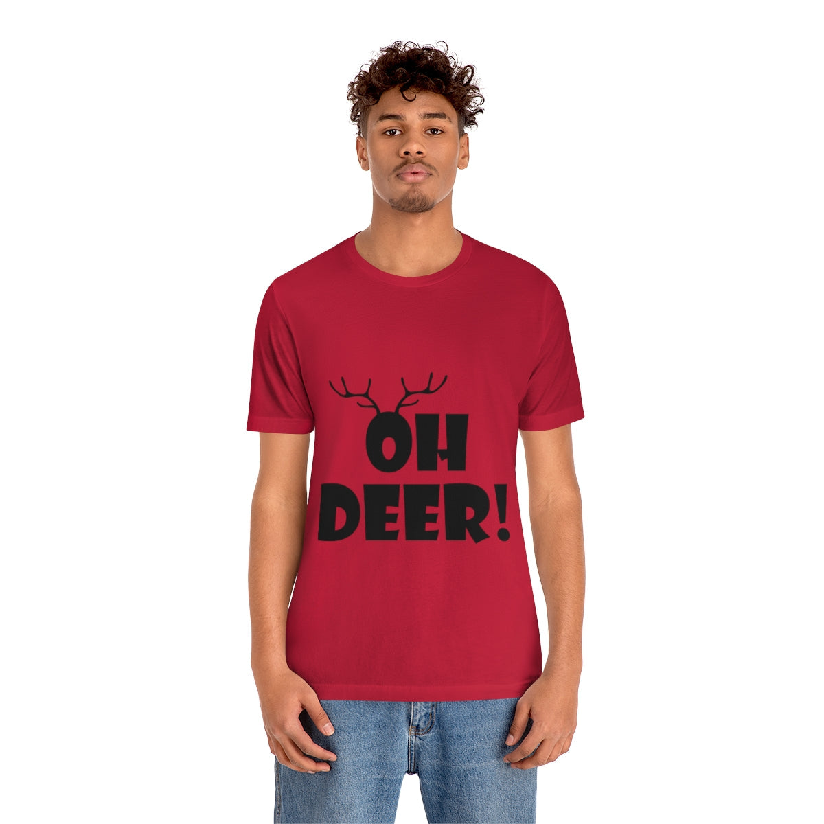 Christmas Deer Funny Text Slogan Unisex Jersey Short Sleeve T-Shirt Ichaku [Perfect Gifts Selection]