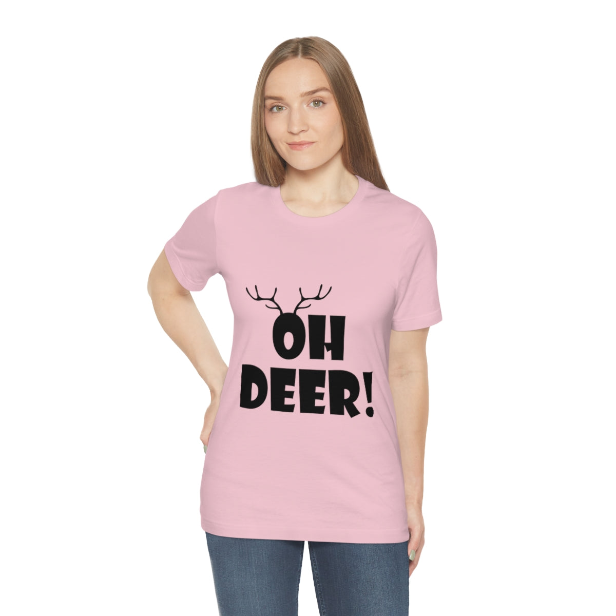 Christmas Deer Funny Text Slogan Unisex Jersey Short Sleeve T-Shirt Ichaku [Perfect Gifts Selection]