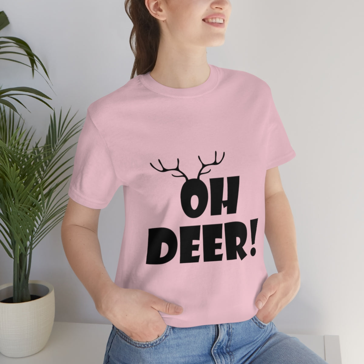 Christmas Deer Funny Text Slogan Unisex Jersey Short Sleeve T-Shirt Ichaku [Perfect Gifts Selection]