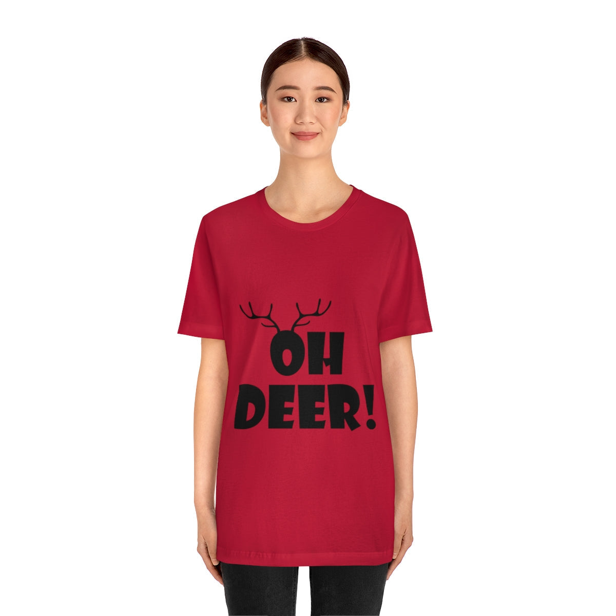 Christmas Deer Funny Text Slogan Unisex Jersey Short Sleeve T-Shirt Ichaku [Perfect Gifts Selection]