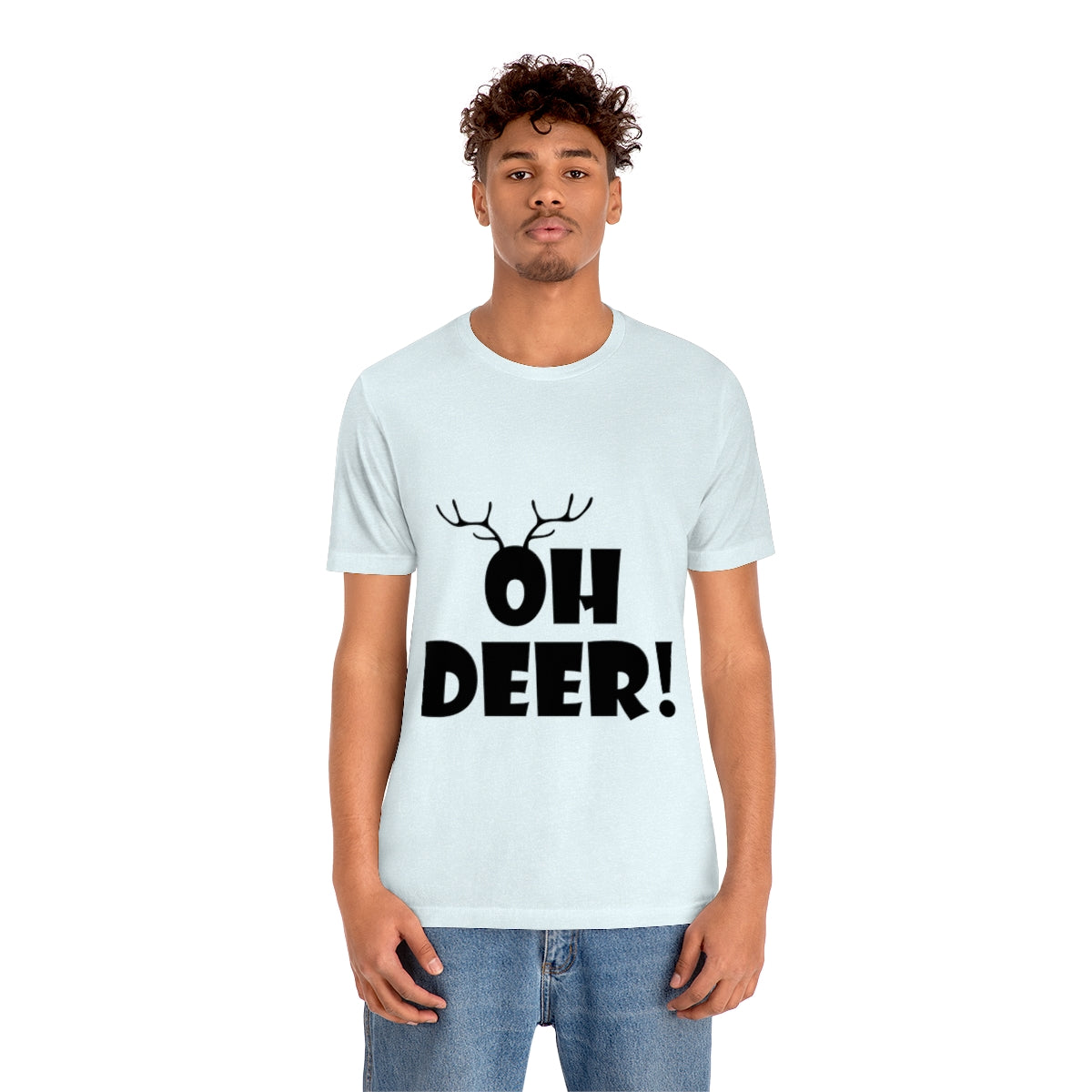 Christmas Deer Funny Text Slogan Unisex Jersey Short Sleeve T-Shirt Ichaku [Perfect Gifts Selection]