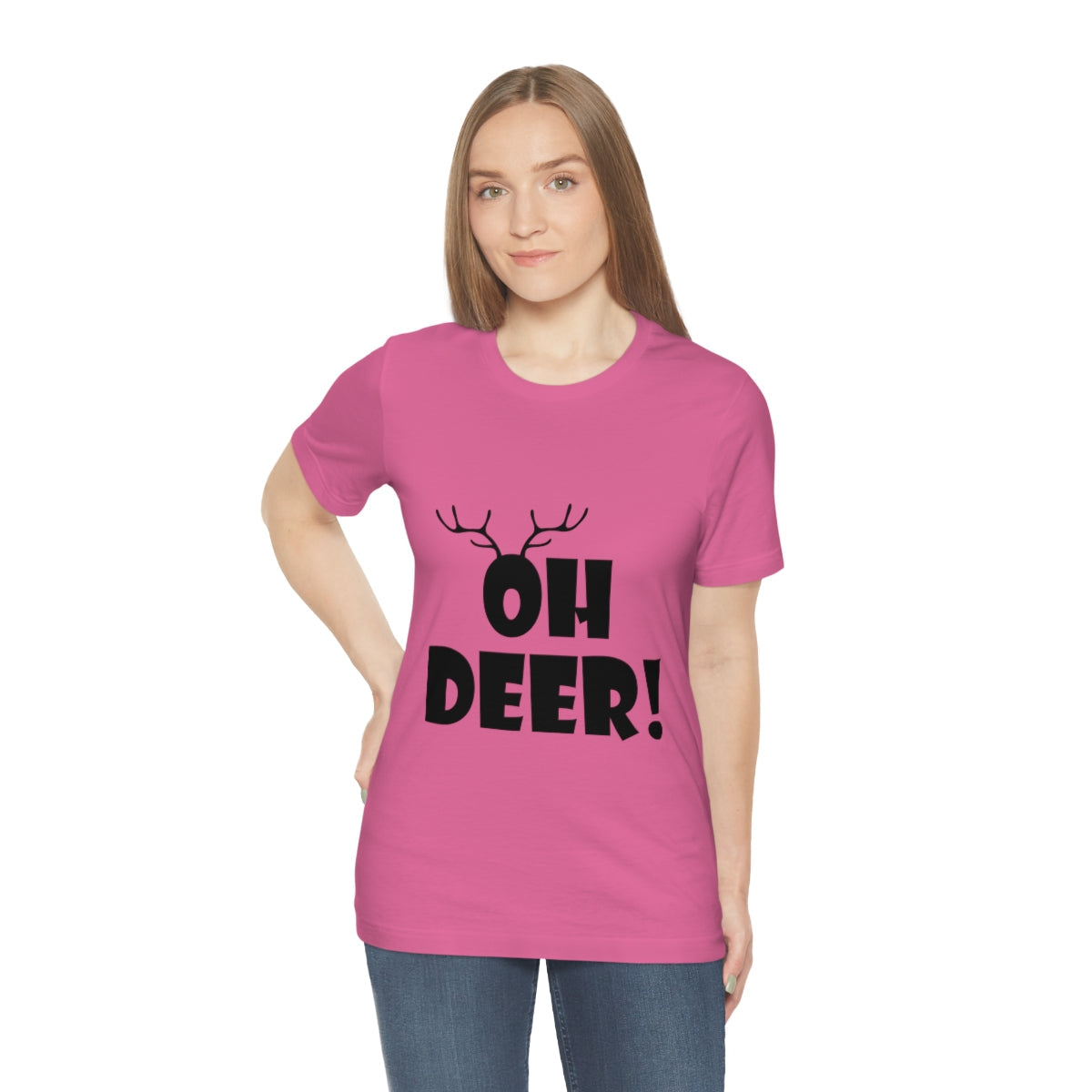 Christmas Deer Funny Text Slogan Unisex Jersey Short Sleeve T-Shirt Ichaku [Perfect Gifts Selection]