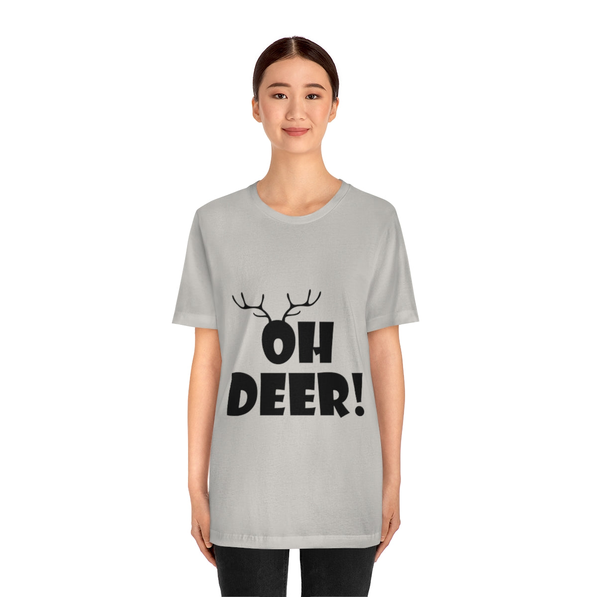 Christmas Deer Funny Text Slogan Unisex Jersey Short Sleeve T-Shirt Ichaku [Perfect Gifts Selection]