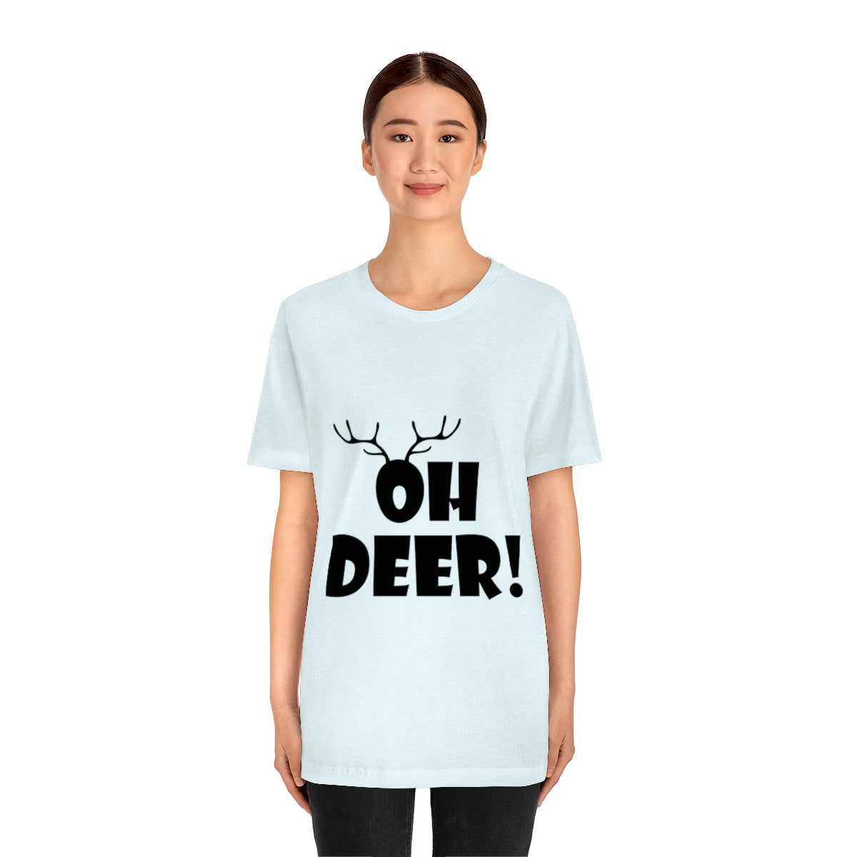 Christmas Deer Funny Text Slogan Unisex Jersey Short Sleeve T-Shirt Ichaku [Perfect Gifts Selection]