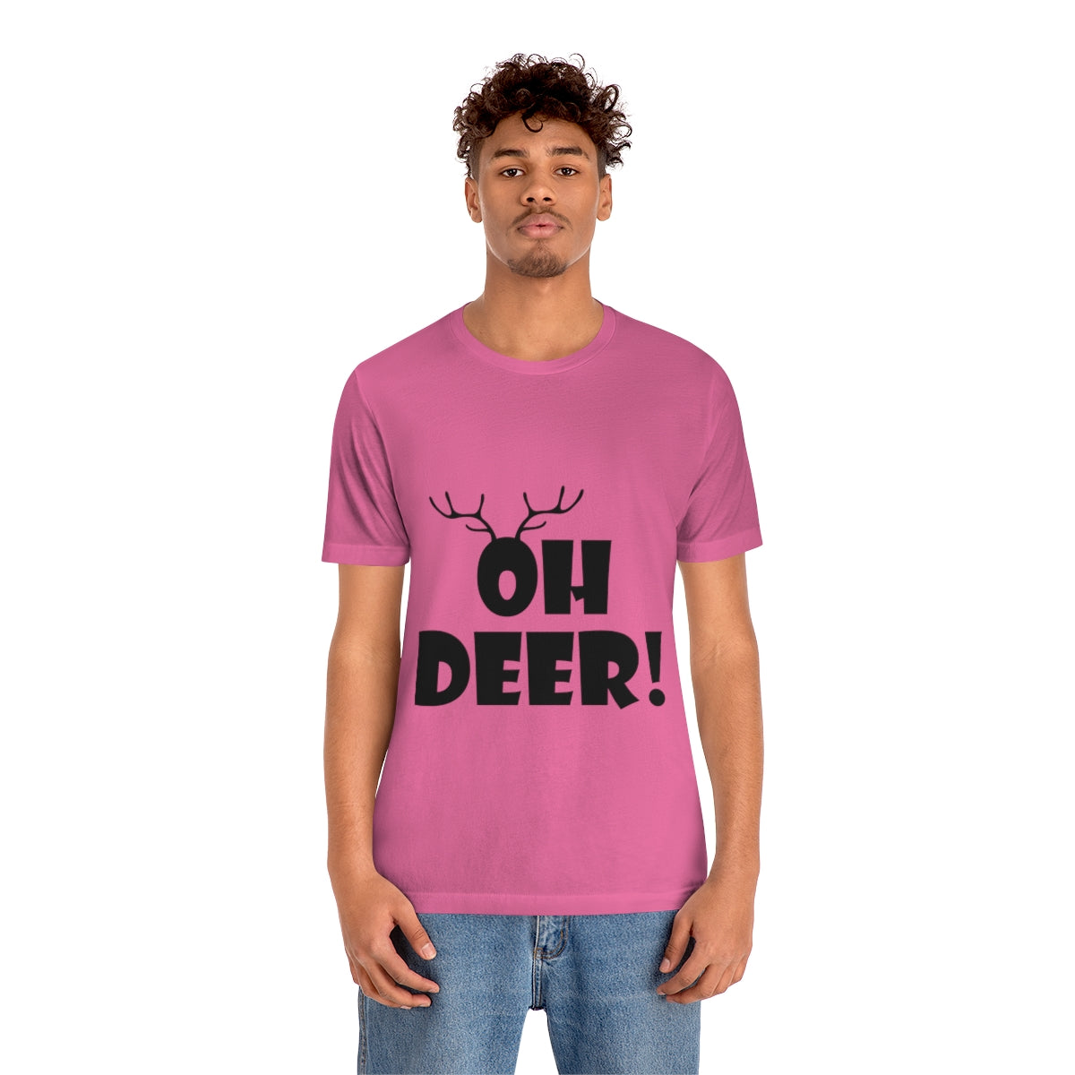 Christmas Deer Funny Text Slogan Unisex Jersey Short Sleeve T-Shirt Ichaku [Perfect Gifts Selection]