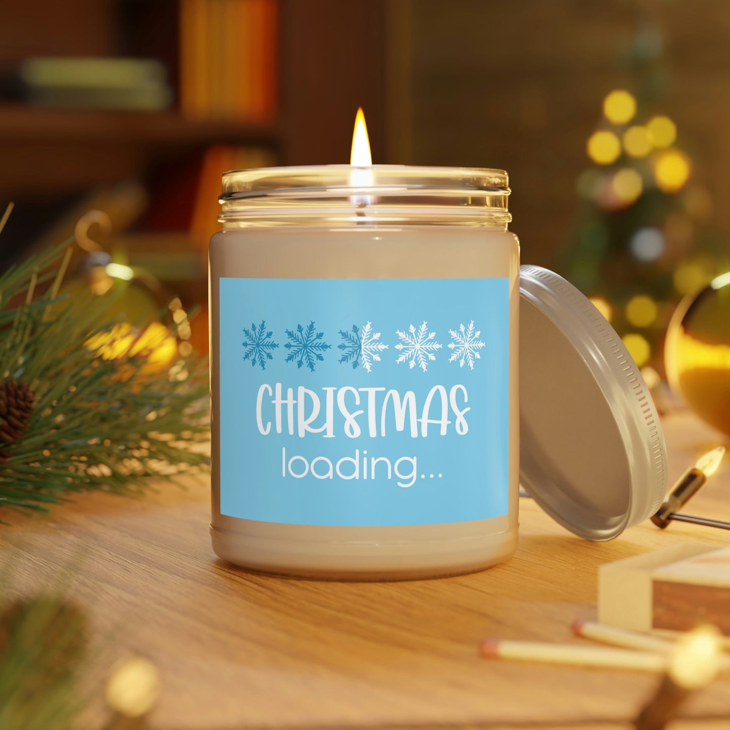 Christmas Loading Funny Snow Setup Scented Candle Up to 60hSoy Wax 9oz Ichaku [Perfect Gifts Selection]