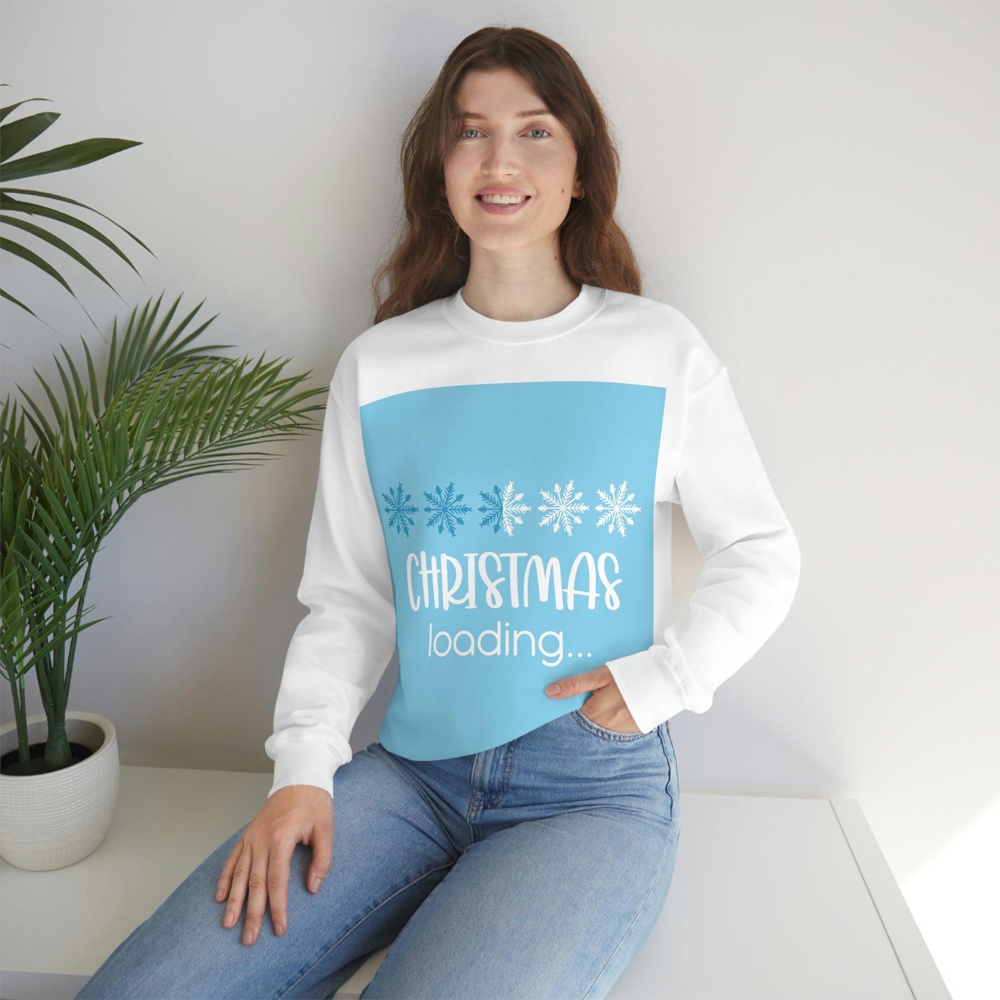 Christmas Loading Funny Snow Setup Unisex Heavy Blend™ Crewneck Sweatshirt Ichaku [Perfect Gifts Selection]