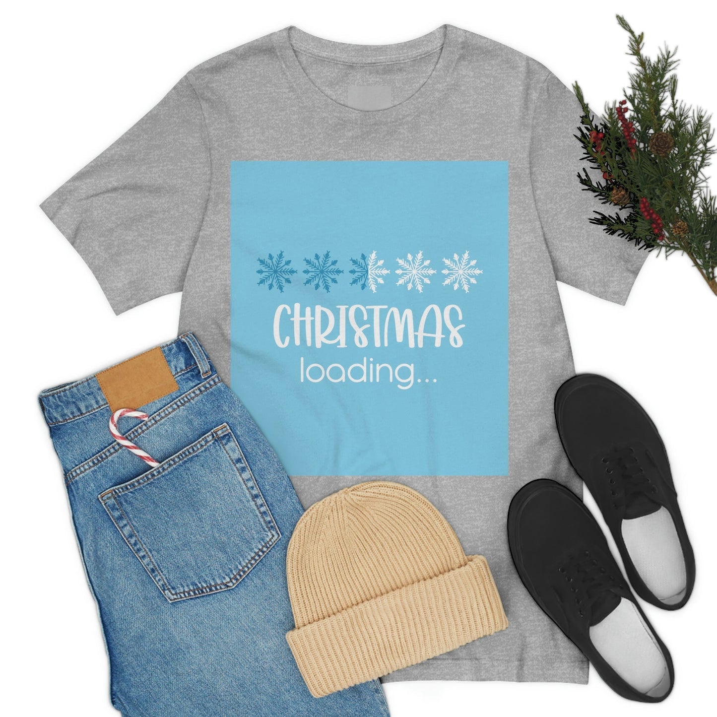 Christmas Loading Funny Snow Setup Unisex Jersey Short Sleeve T-Shirt Ichaku [Perfect Gifts Selection]