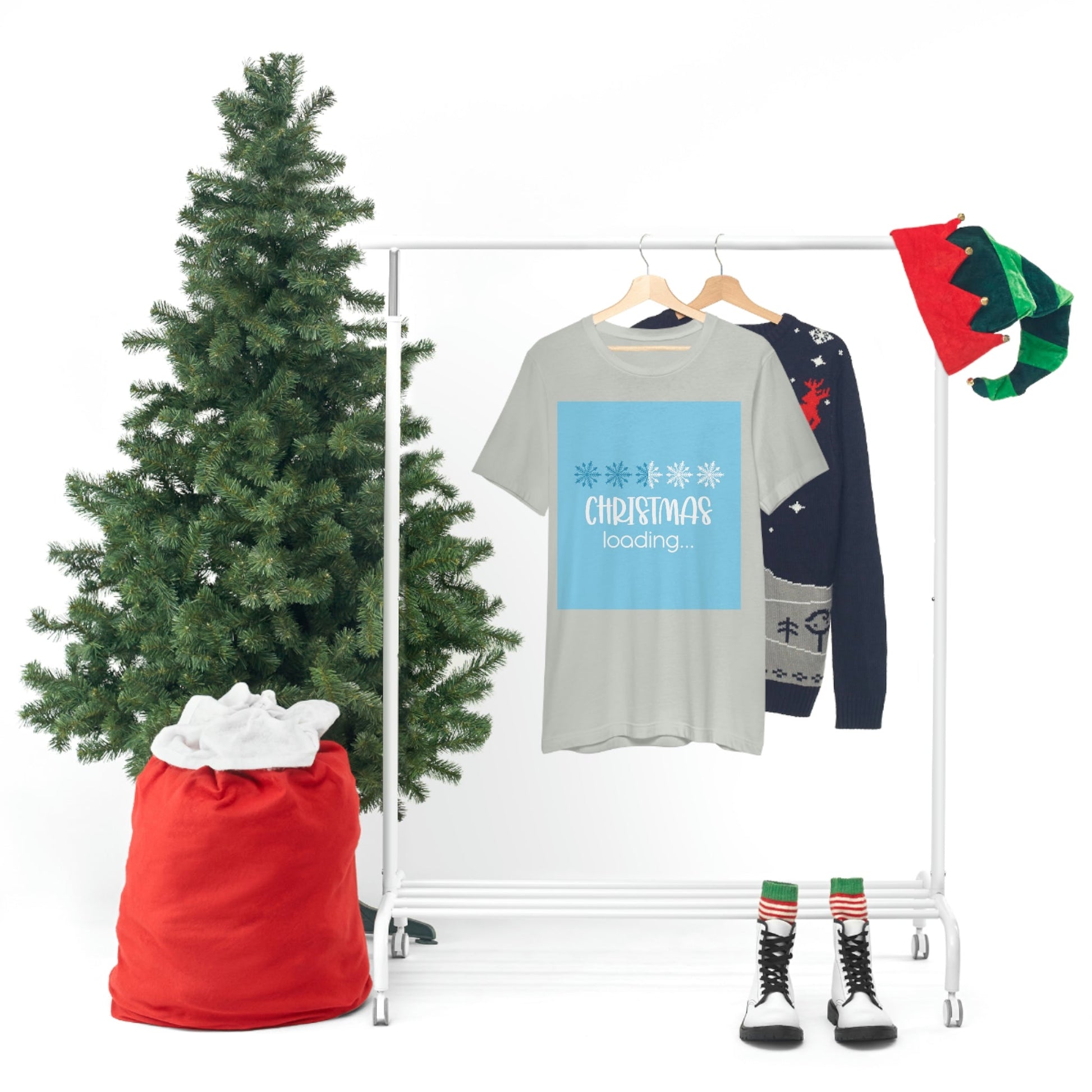 Christmas Loading Funny Snow Setup Unisex Jersey Short Sleeve T-Shirt Ichaku [Perfect Gifts Selection]