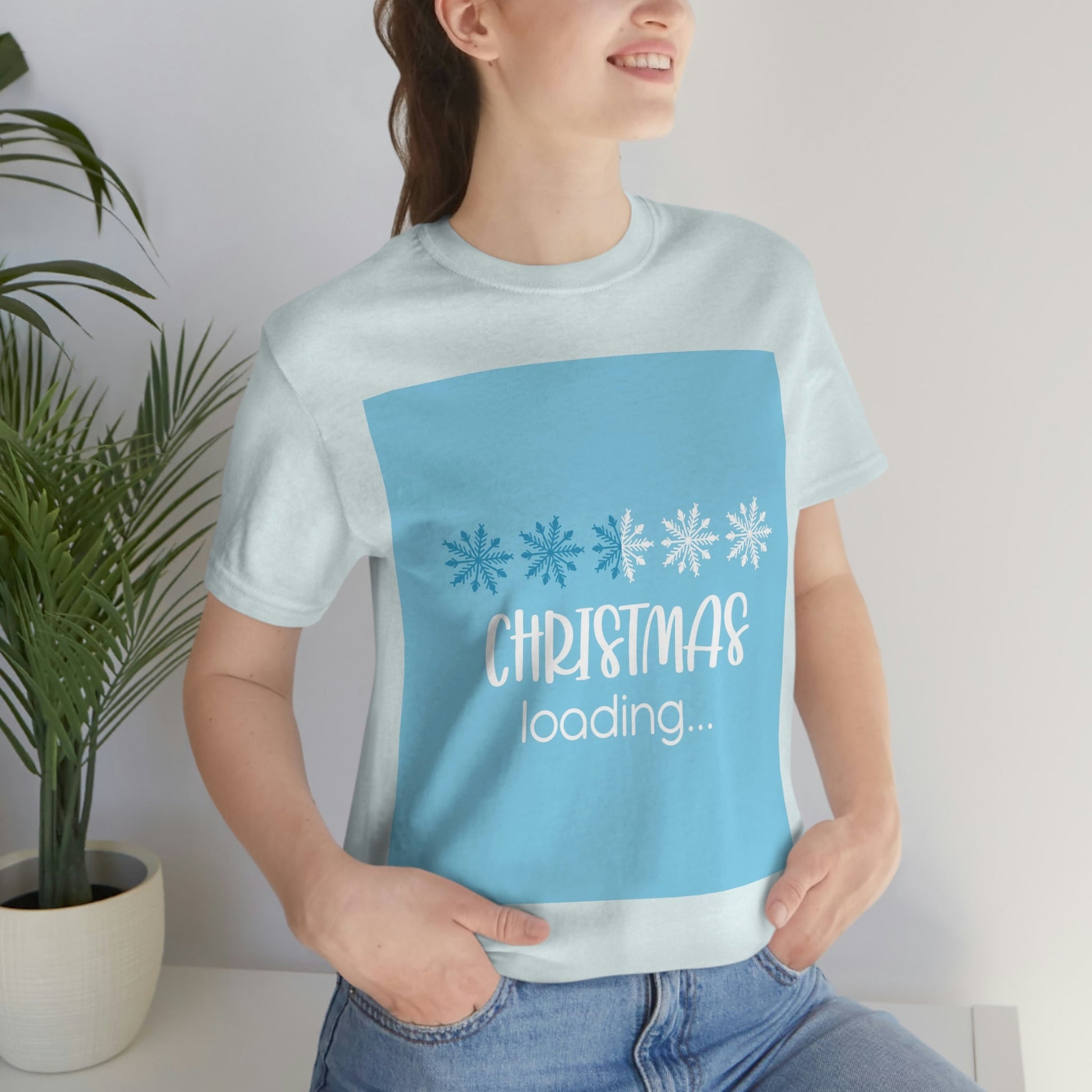 Christmas Loading Funny Snow Setup Unisex Jersey Short Sleeve T-Shirt Ichaku [Perfect Gifts Selection]