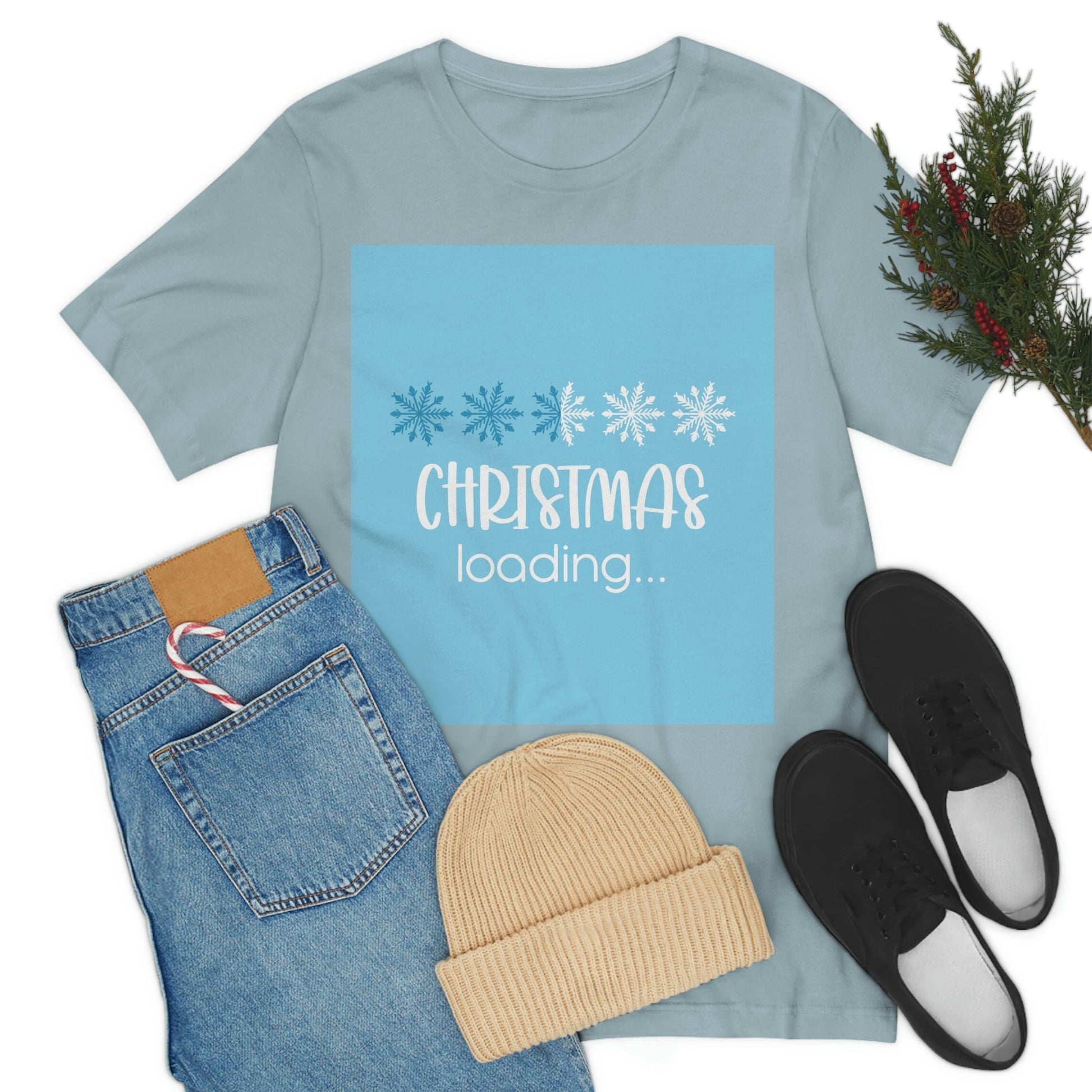 Christmas Loading Funny Snow Setup Unisex Jersey Short Sleeve T-Shirt Ichaku [Perfect Gifts Selection]