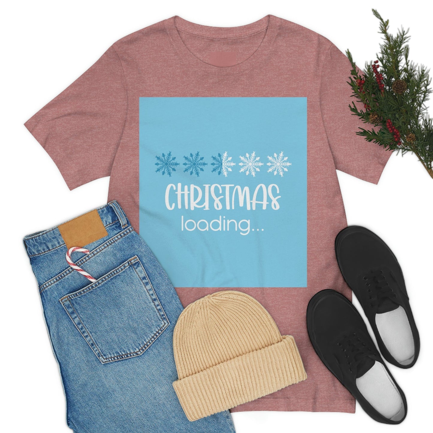 Christmas Loading Funny Snow Setup Unisex Jersey Short Sleeve T-Shirt Ichaku [Perfect Gifts Selection]