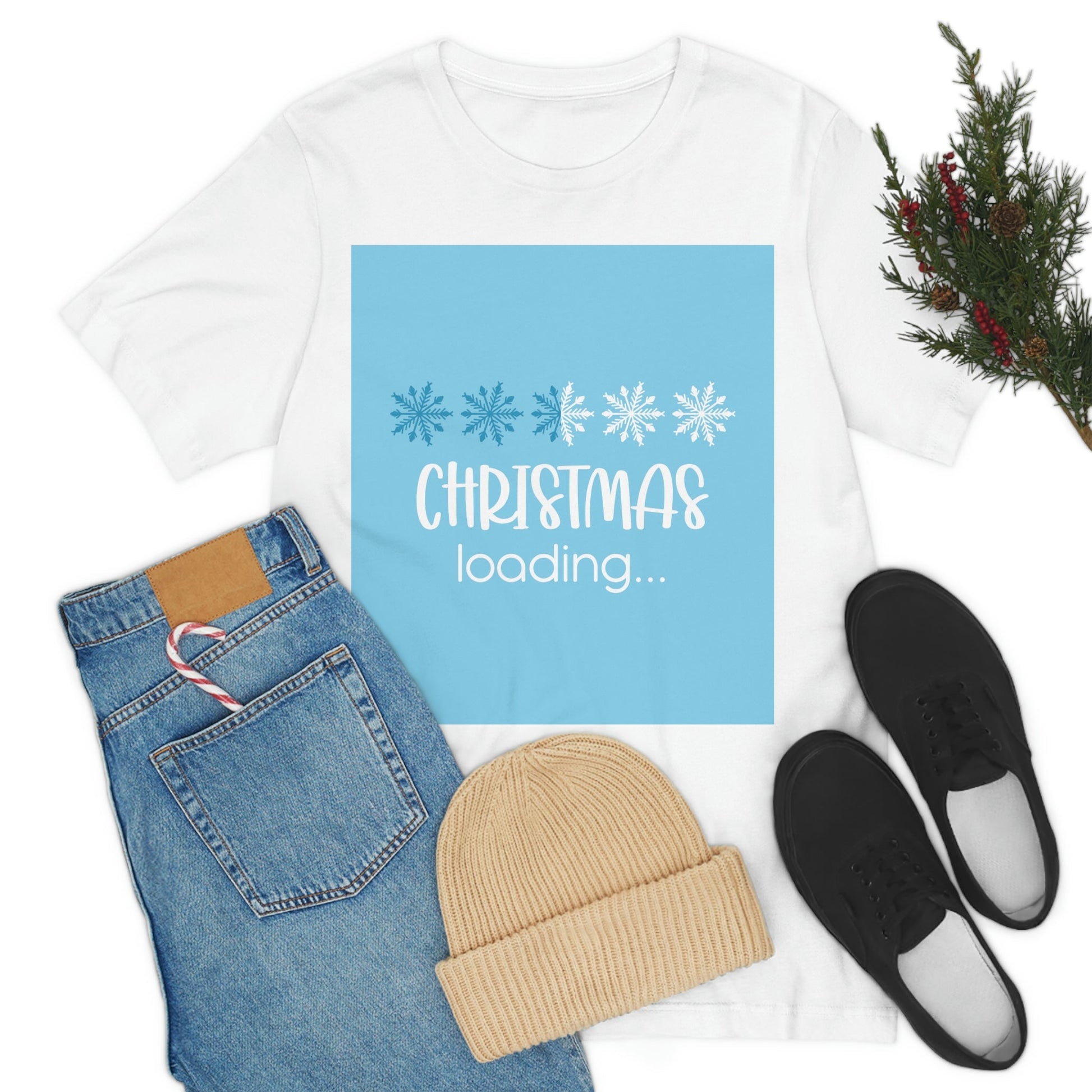 Christmas Loading Funny Snow Setup Unisex Jersey Short Sleeve T-Shirt Ichaku [Perfect Gifts Selection]