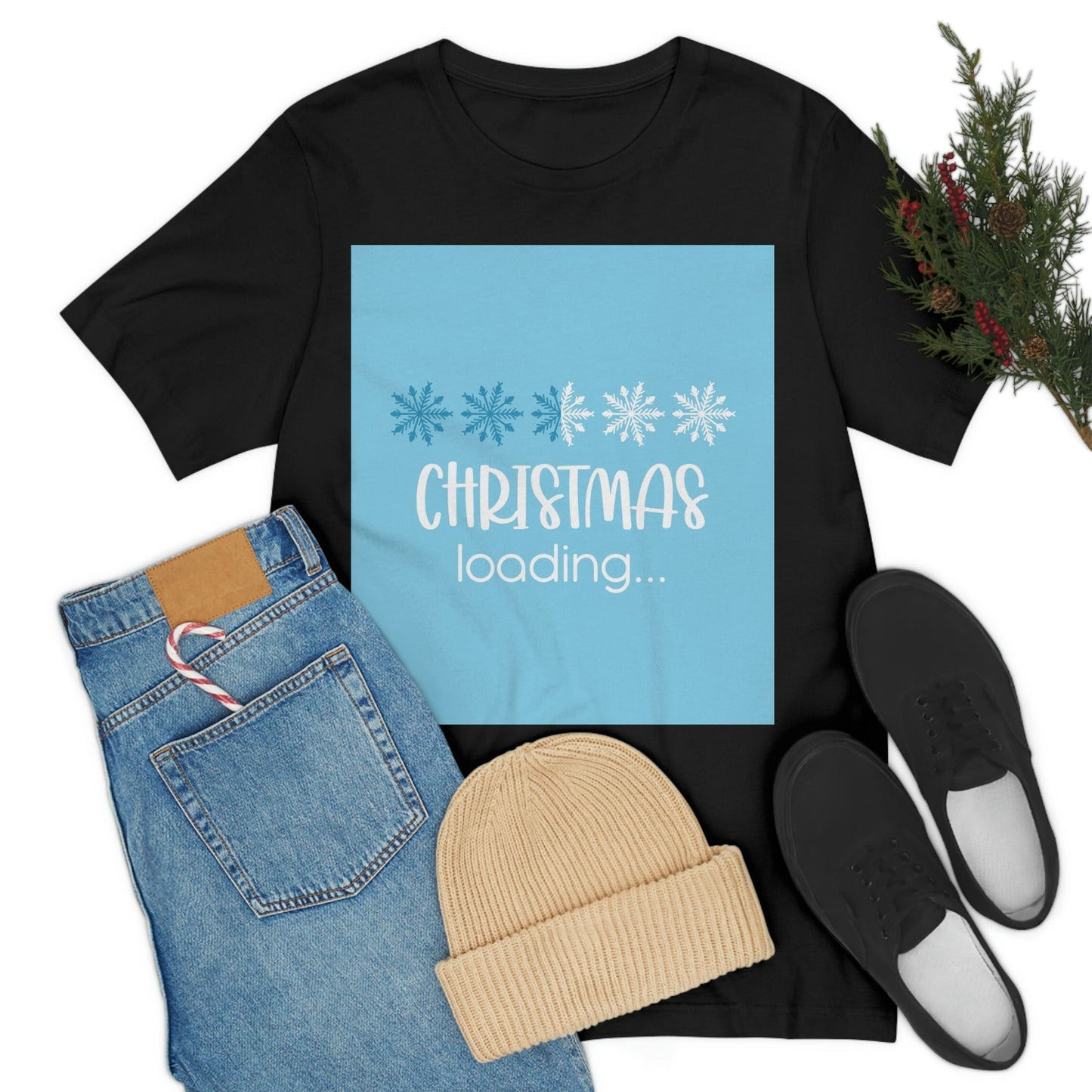 Christmas Loading Funny Snow Setup Unisex Jersey Short Sleeve T-Shirt Ichaku [Perfect Gifts Selection]