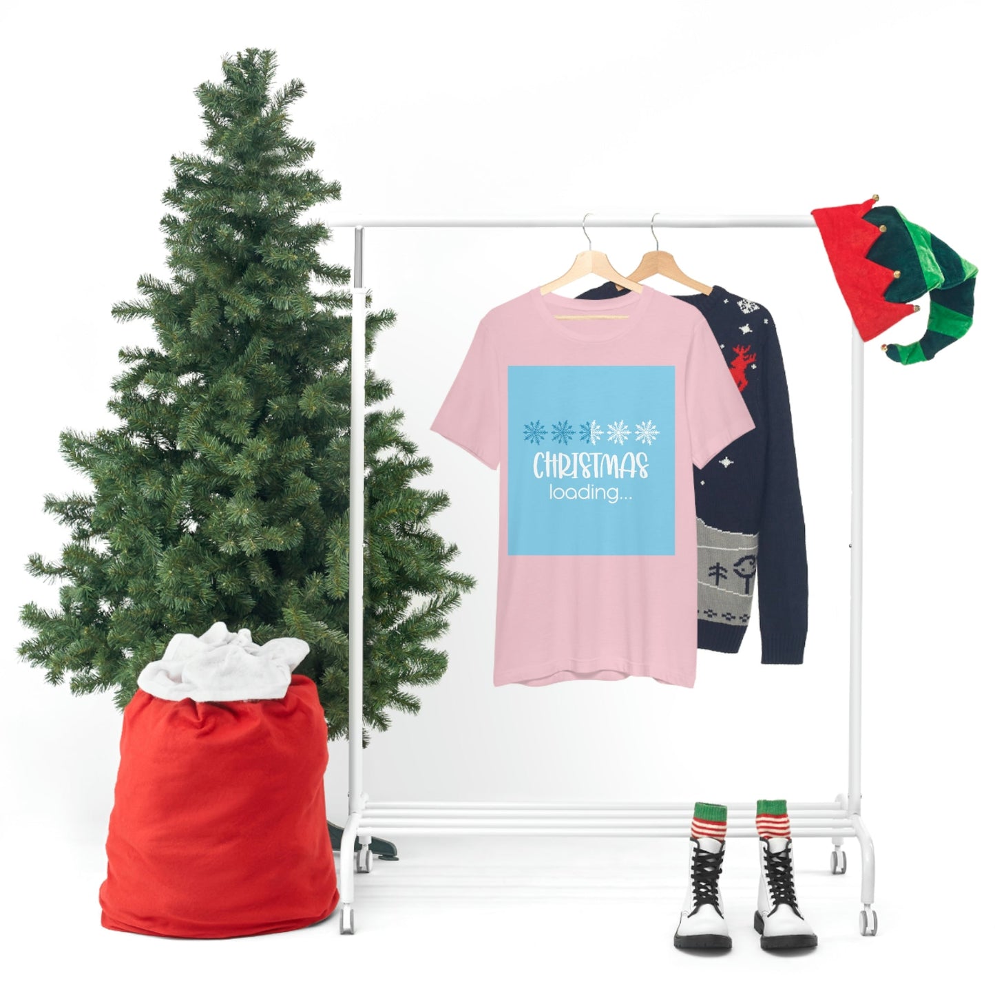 Christmas Loading Funny Snow Setup Unisex Jersey Short Sleeve T-Shirt Ichaku [Perfect Gifts Selection]