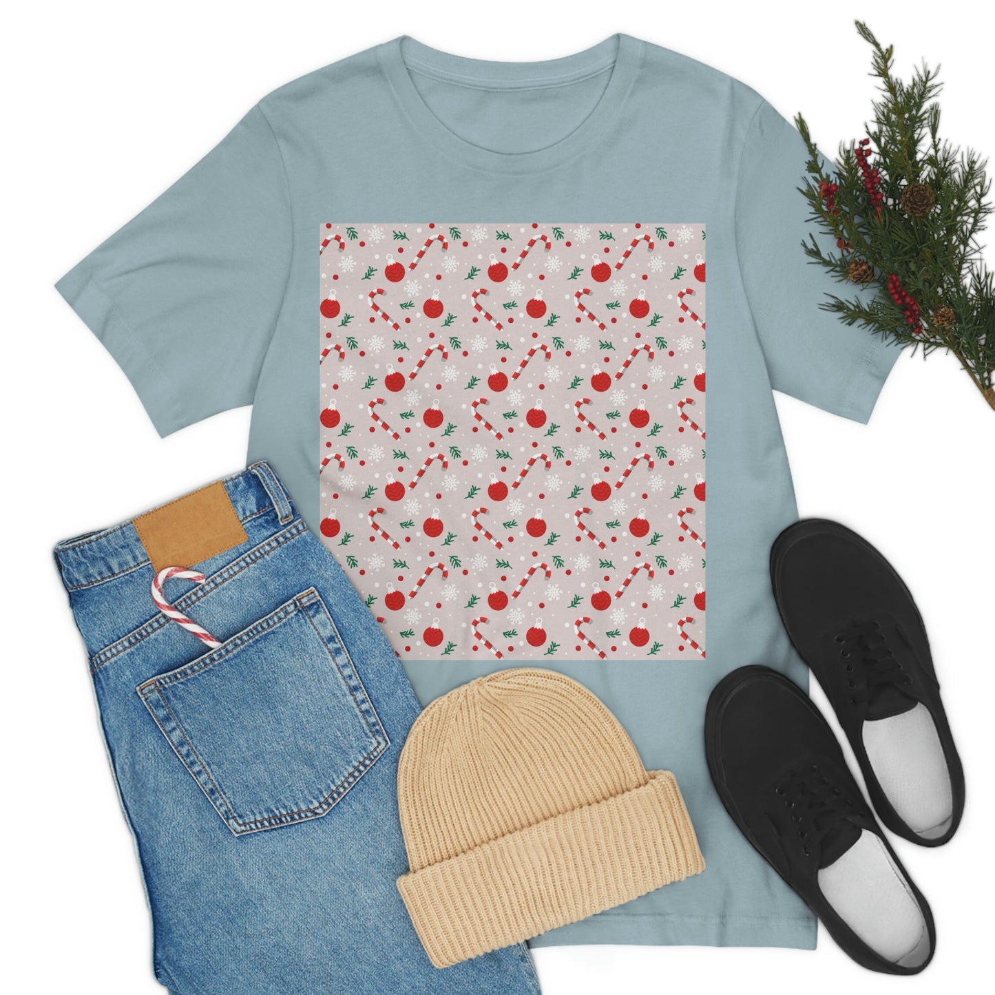 Christmas Pattern Unisex Jersey Short Sleeve T-Shirt Ichaku [Perfect Gifts Selection]