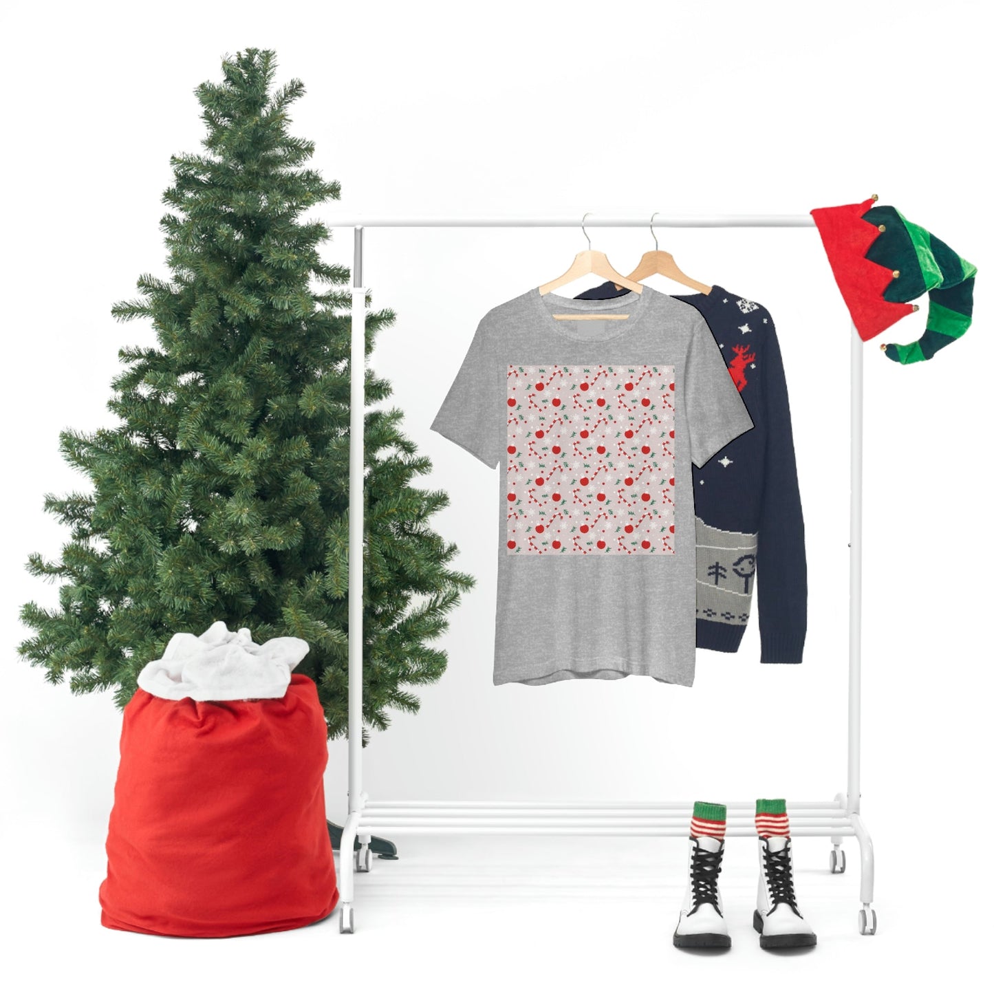 Christmas Pattern Unisex Jersey Short Sleeve T-Shirt Ichaku [Perfect Gifts Selection]