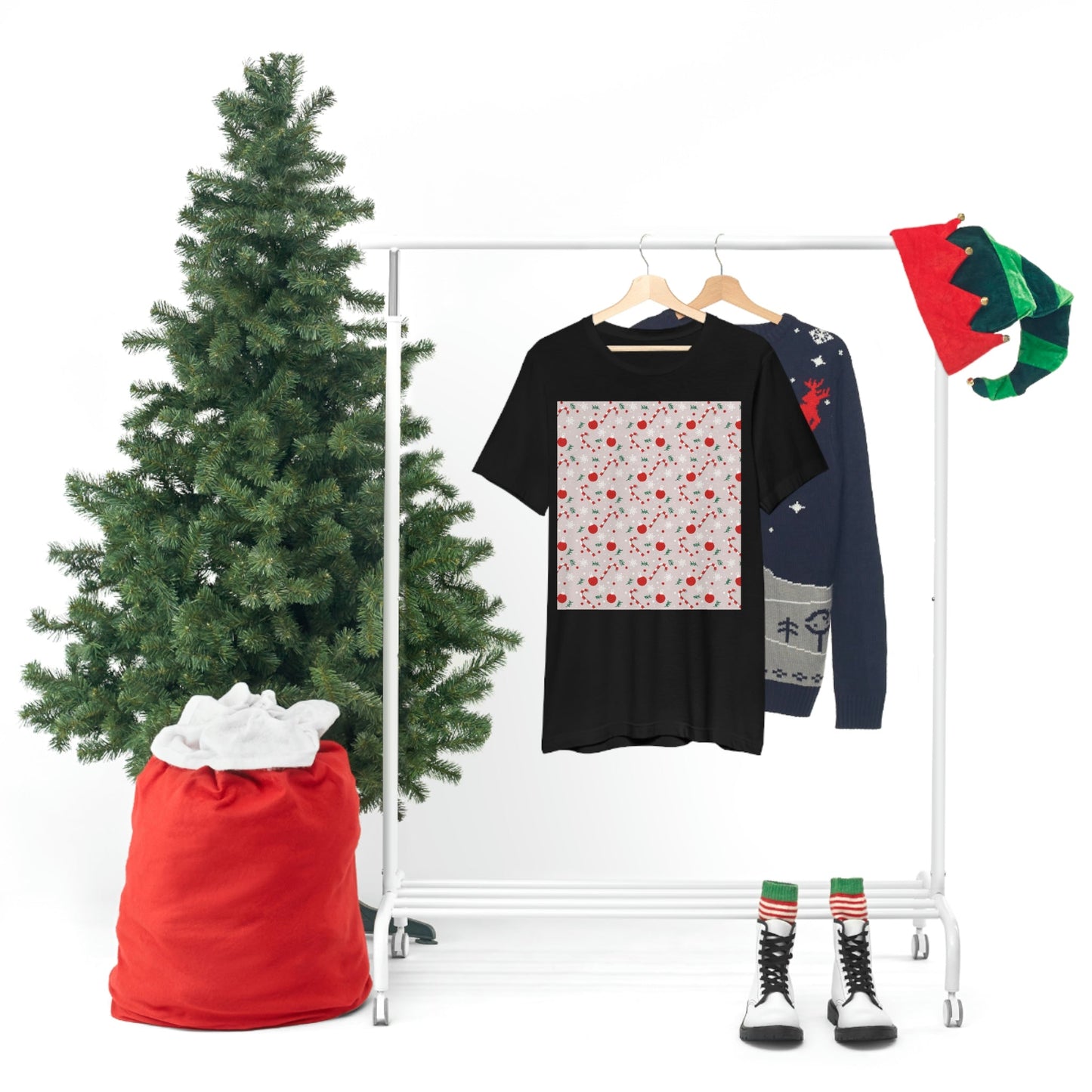 Christmas Pattern Unisex Jersey Short Sleeve T-Shirt Ichaku [Perfect Gifts Selection]