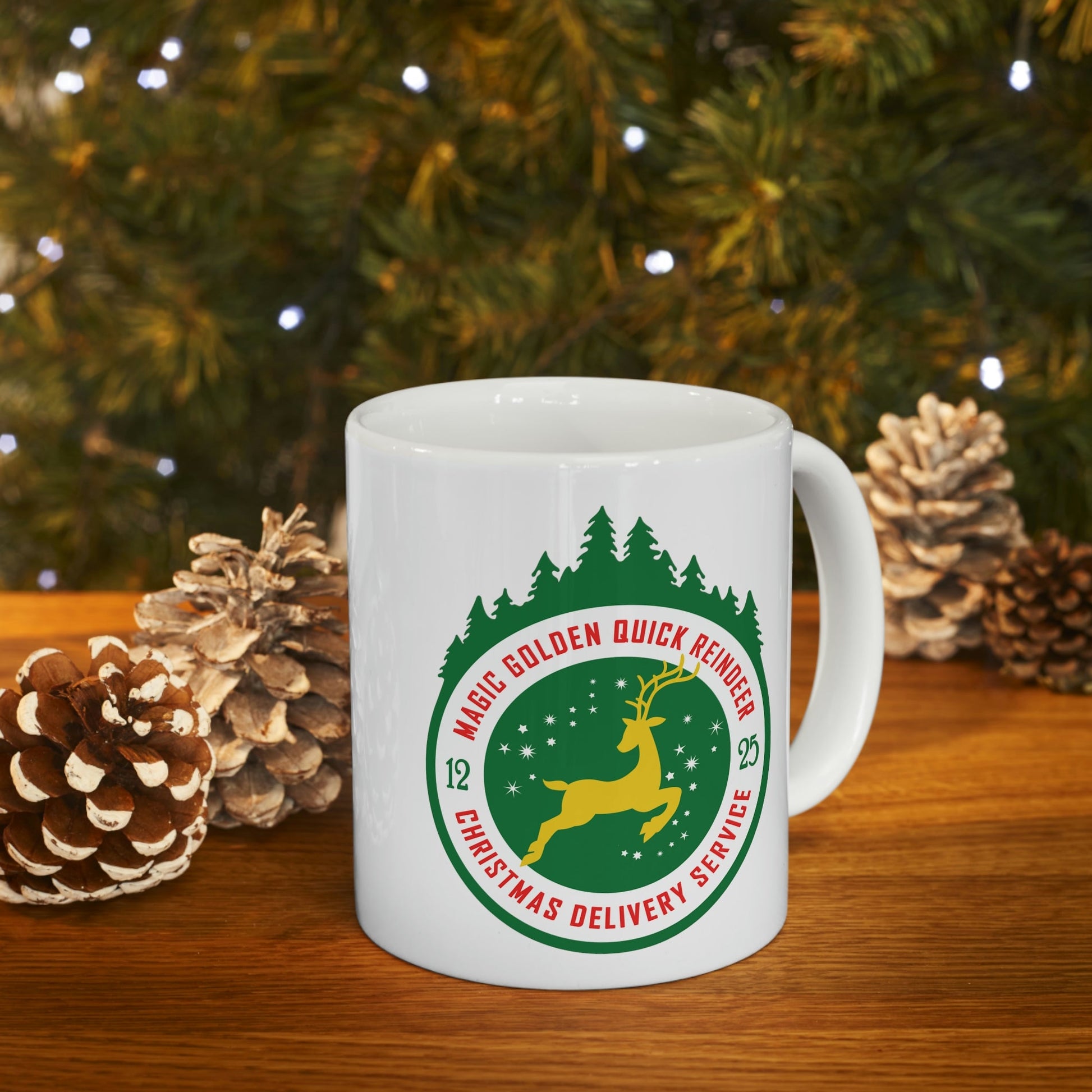 Christmas Reindeer Magic Delivery Service Ceramic Mug 11oz Ichaku [Perfect Gifts Selection]