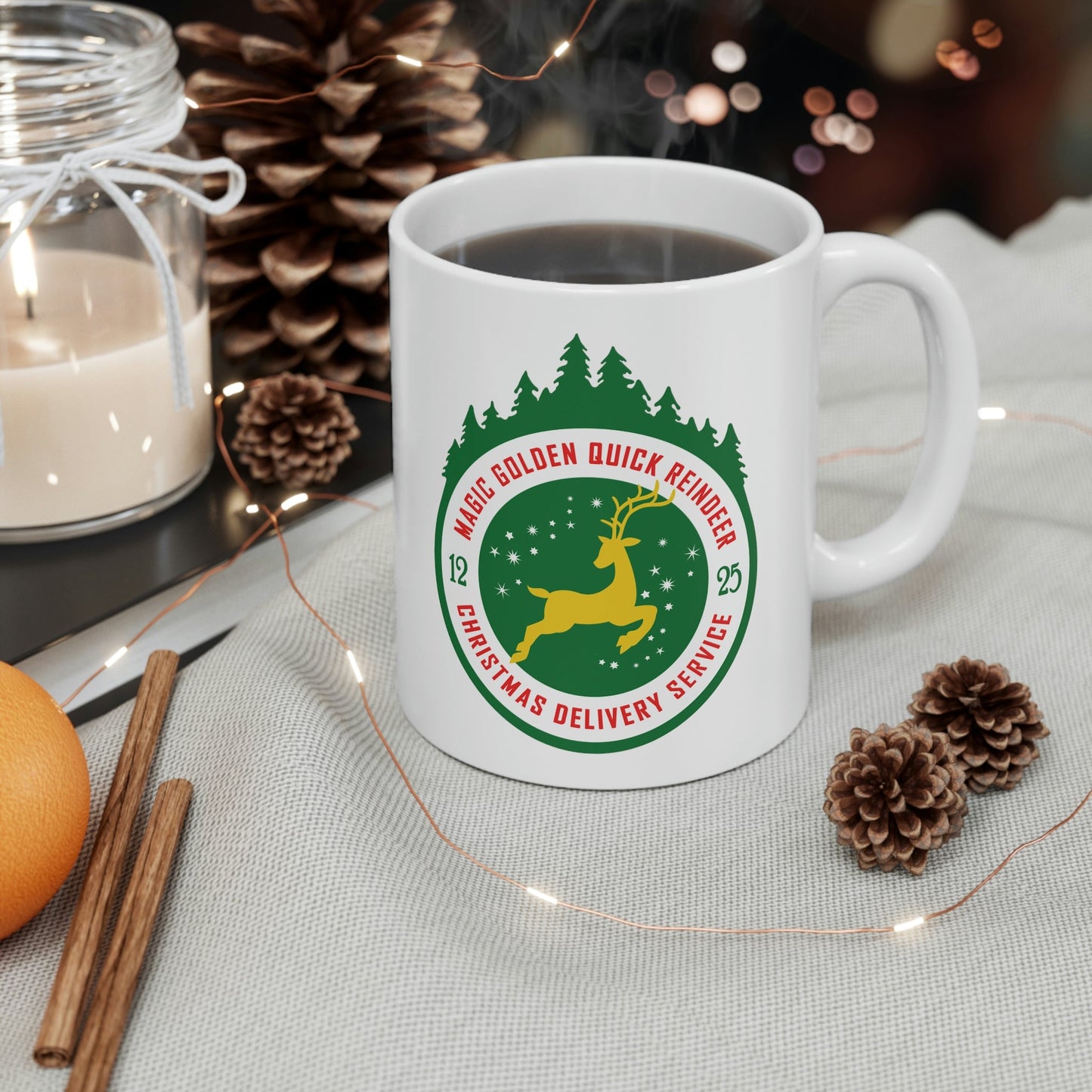 Christmas Reindeer Magic Delivery Service Ceramic Mug 11oz Ichaku [Perfect Gifts Selection]