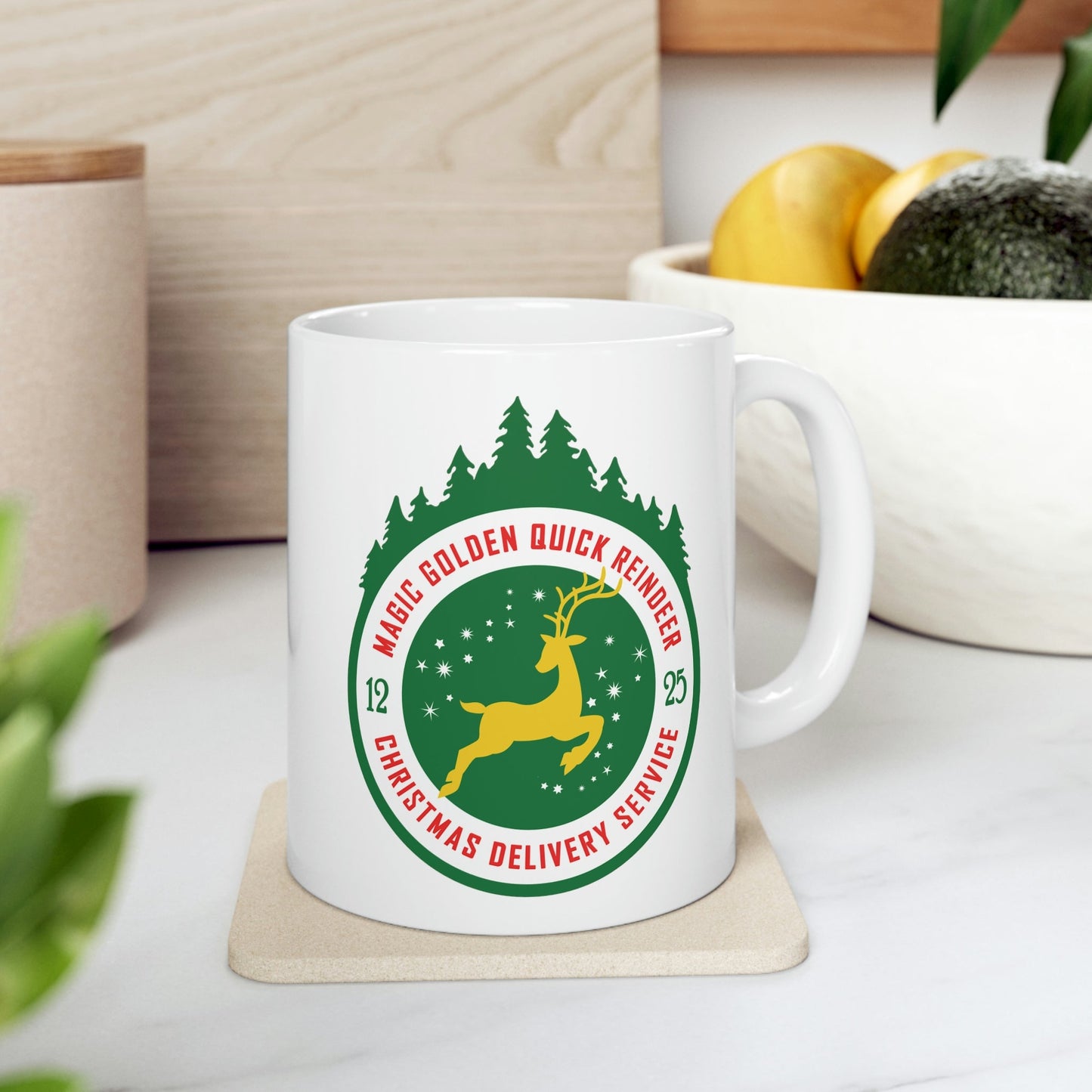 Christmas Reindeer Magic Delivery Service Ceramic Mug 11oz Ichaku [Perfect Gifts Selection]