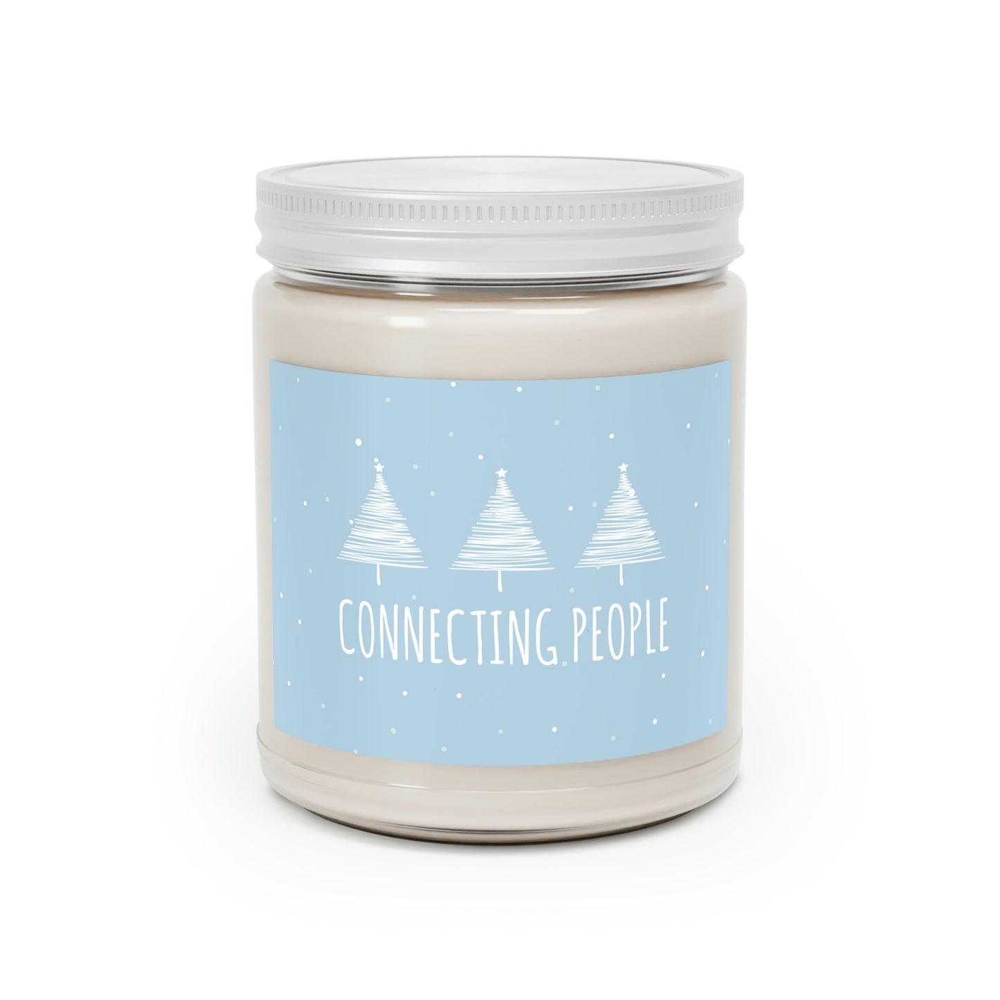 Christmas Tree Connecting People Happy New Year Winter Slogans Scented Candle Up to 60h Soy Wax 9oz Ichaku [Perfect Gifts Selection]