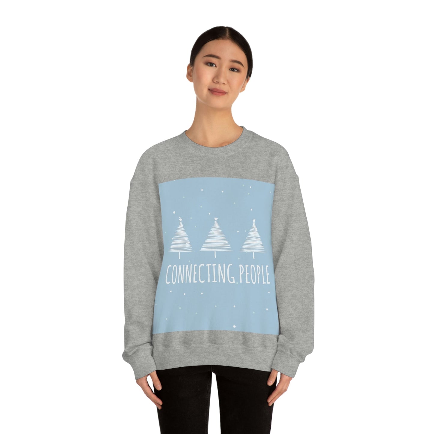 Christmas Tree Connecting People Happy New Year Winter Slogans Unisex Heavy Blend™ Crewneck Sweatshirt Ichaku [Perfect Gifts Selection]