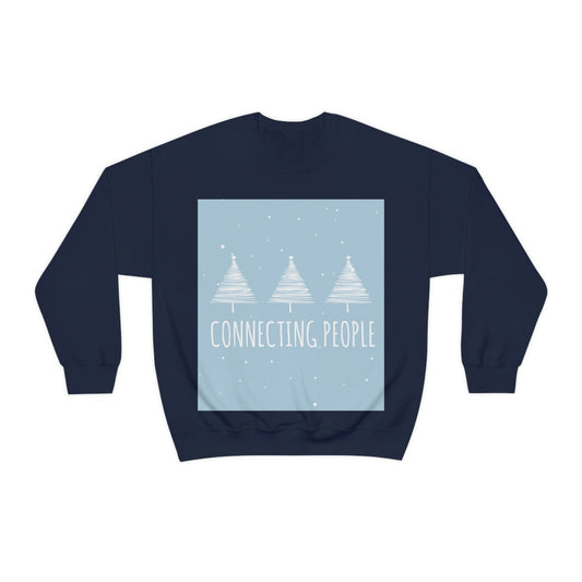 Christmas Tree Connecting People Happy New Year Winter Slogans Unisex Heavy Blend™ Crewneck Sweatshirt Ichaku [Perfect Gifts Selection]