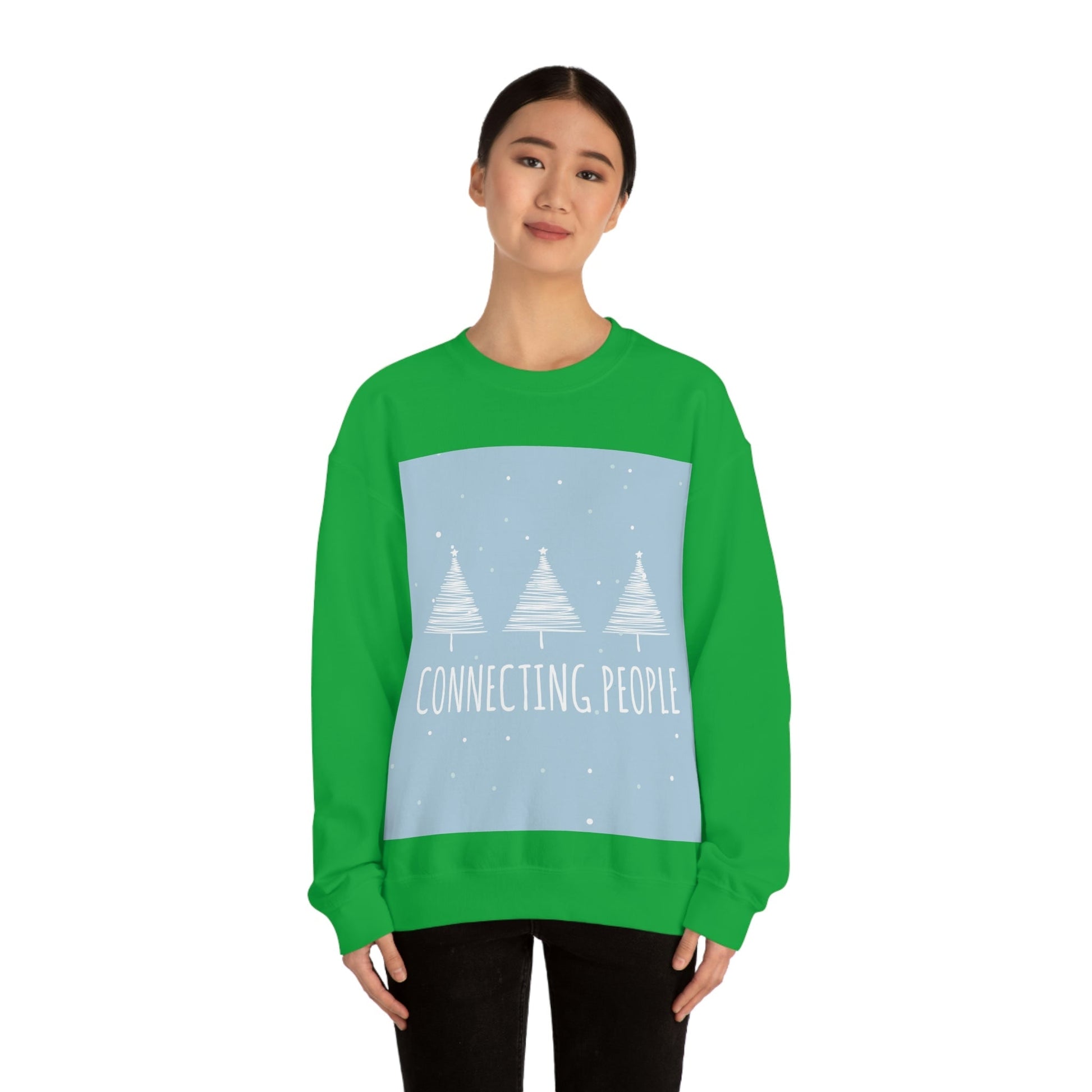 Christmas Tree Connecting People Happy New Year Winter Slogans Unisex Heavy Blend™ Crewneck Sweatshirt Ichaku [Perfect Gifts Selection]