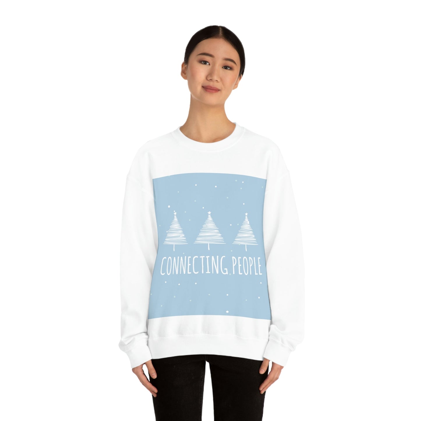 Christmas Tree Connecting People Happy New Year Winter Slogans Unisex Heavy Blend™ Crewneck Sweatshirt Ichaku [Perfect Gifts Selection]