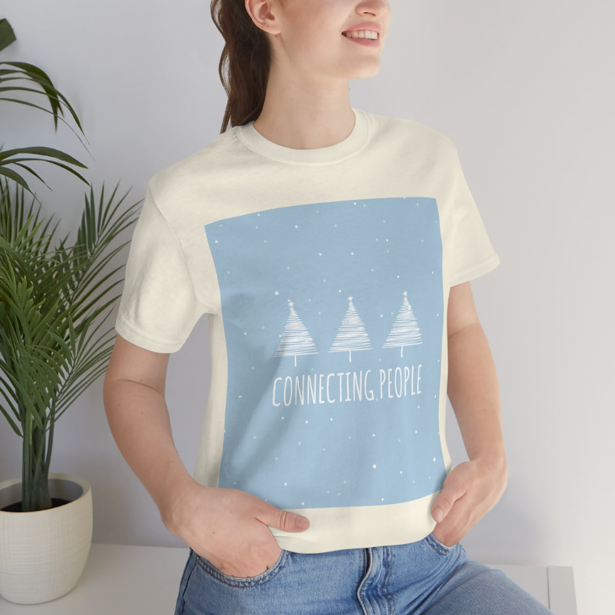 Christmas Tree Connecting People Happy New Year Winter Slogans Unisex Jersey Short Sleeve T-Shirt Ichaku [Perfect Gifts Selection]