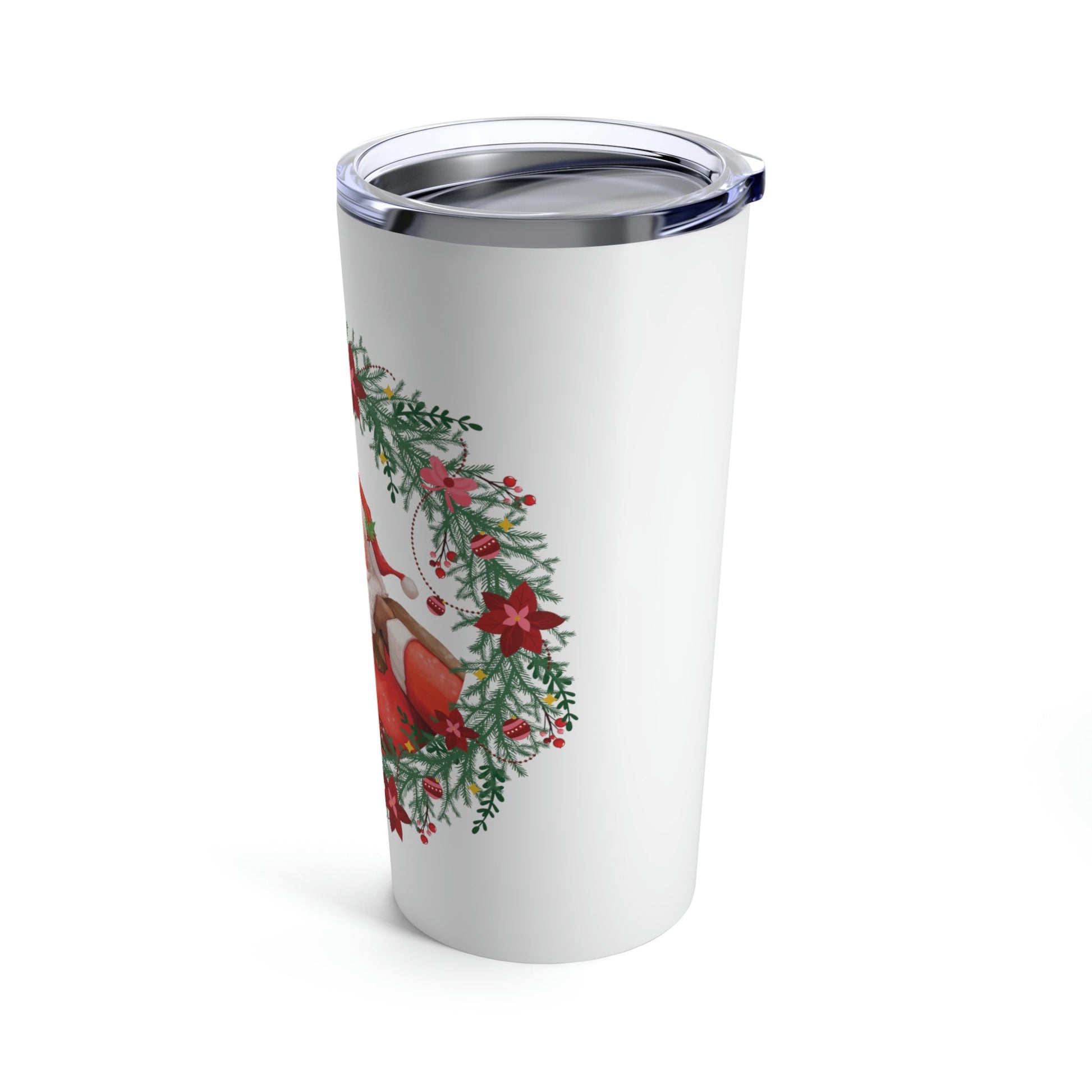 Christmas Wreath Santa Claus Traditional Stainless Steel Hot or Cold Vacuum Tumbler 20oz Ichaku [Perfect Gifts Selection]