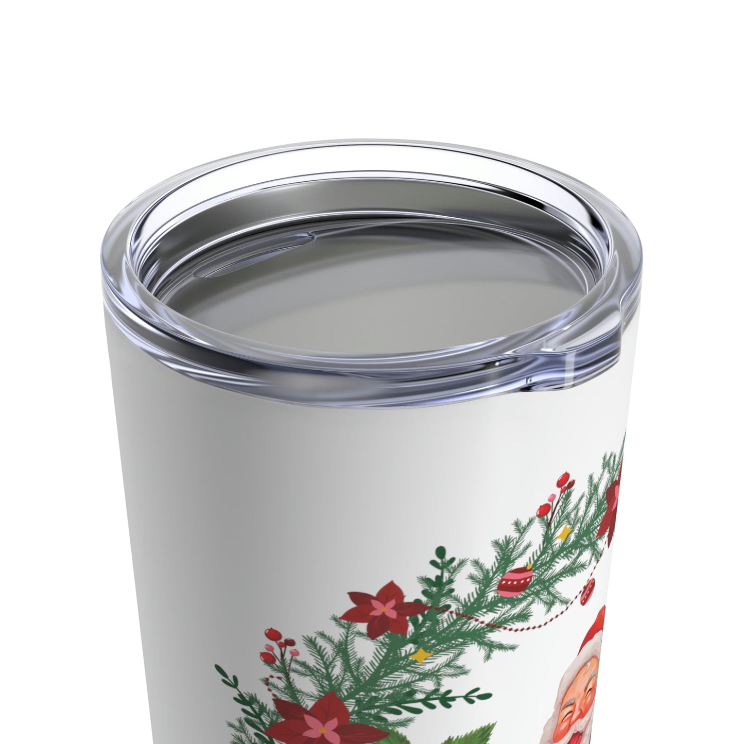 Christmas Wreath Santa Claus Traditional Stainless Steel Hot or Cold Vacuum Tumbler 20oz Ichaku [Perfect Gifts Selection]