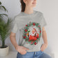 Christmas Wreath Santa Claus Traditional Unisex Jersey Short Sleeve T-Shirt Ichaku [Perfect Gifts Selection]