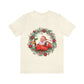 Christmas Wreath Santa Claus Traditional Unisex Jersey Short Sleeve T-Shirt Ichaku [Perfect Gifts Selection]