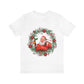 Christmas Wreath Santa Claus Traditional Unisex Jersey Short Sleeve T-Shirt Ichaku [Perfect Gifts Selection]