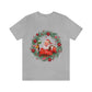 Christmas Wreath Santa Claus Traditional Unisex Jersey Short Sleeve T-Shirt Ichaku [Perfect Gifts Selection]