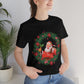 Christmas Wreath Santa Claus Traditional Unisex Jersey Short Sleeve T-Shirt Ichaku [Perfect Gifts Selection]