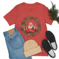 Christmas Wreath Santa Claus Traditional Unisex Jersey Short Sleeve T-Shirt Ichaku [Perfect Gifts Selection]