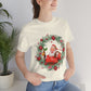 Christmas Wreath Santa Claus Traditional Unisex Jersey Short Sleeve T-Shirt Ichaku [Perfect Gifts Selection]