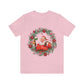 Christmas Wreath Santa Claus Traditional Unisex Jersey Short Sleeve T-Shirt Ichaku [Perfect Gifts Selection]